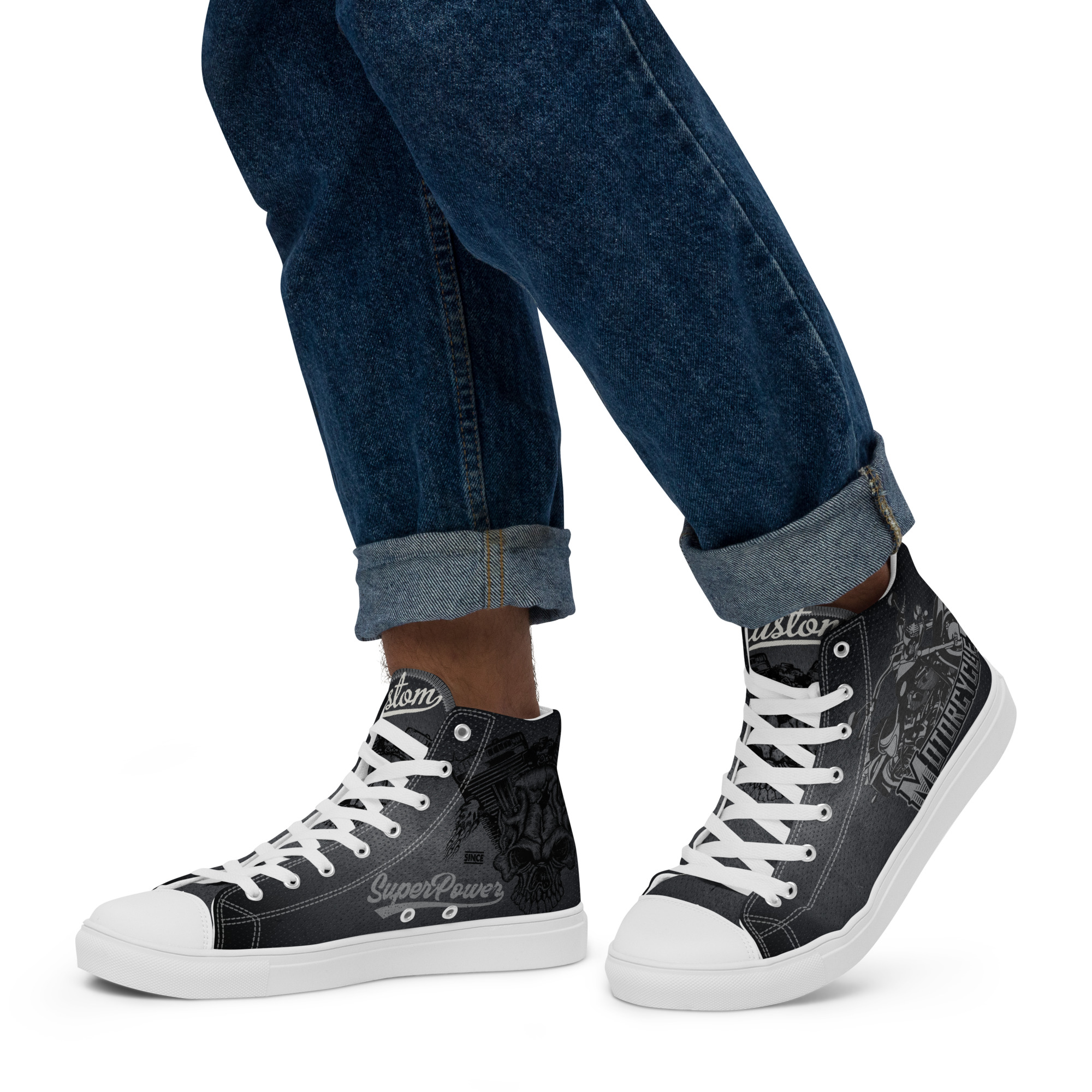 Baskets hautes en toile homme- BIKER – Image 3