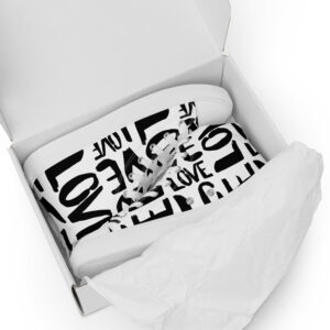 Basket Toile pour Femme Design tag Love noir et blanc